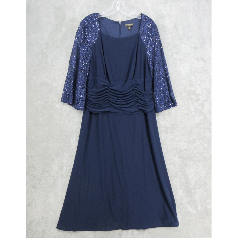 Ignite Evenings Dress Womens Size 16W Sheer Lace Sequin Stretch Midi Party Event